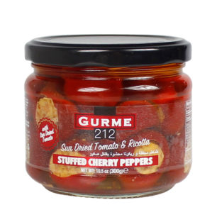 Gurme212 Ricotta Cheese Stuffed Cherry Peppers with Sun Dried Tomato  300cc Jar